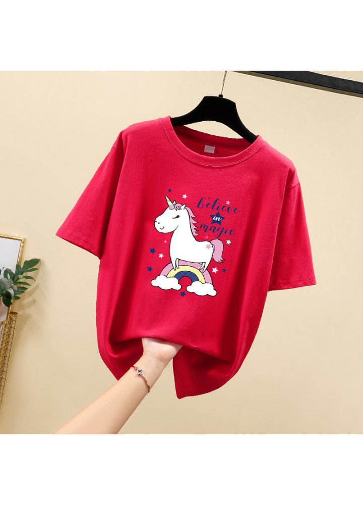 2021 summer new relaxed Korean students' versatile short sleeve T-shirt