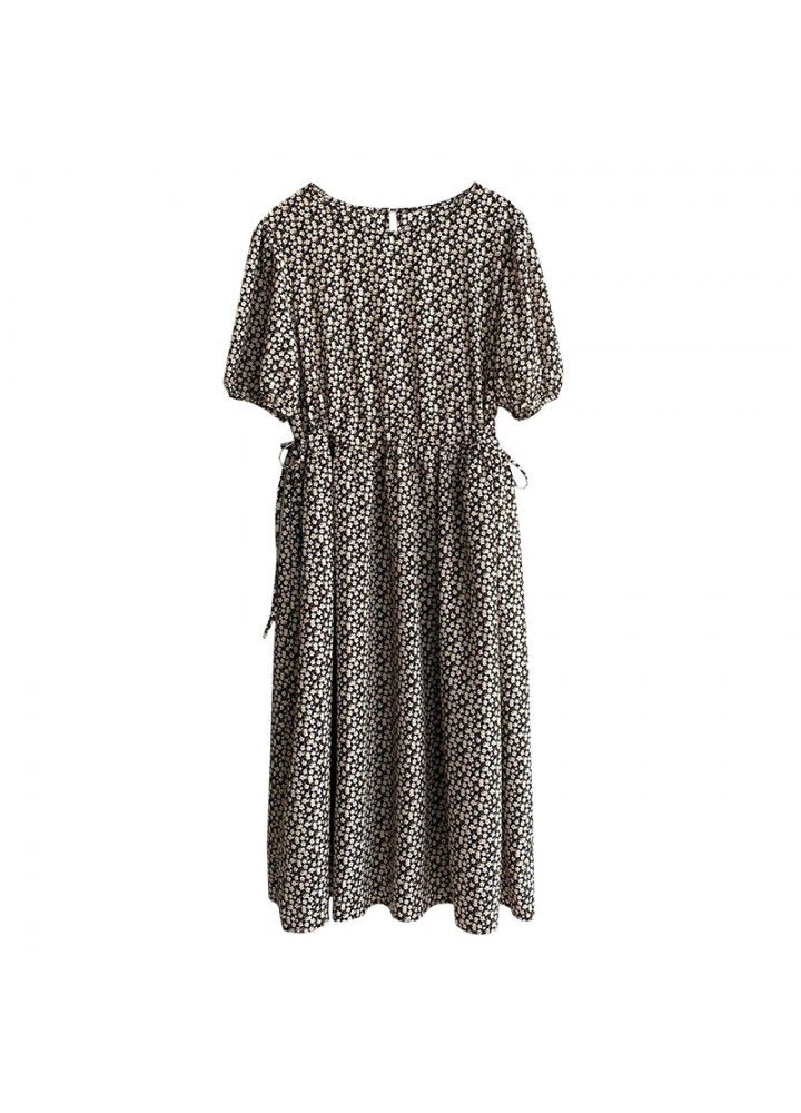 Taochuan floral drawstring dress women's summer 2021 first love skirt with bubble sleeves