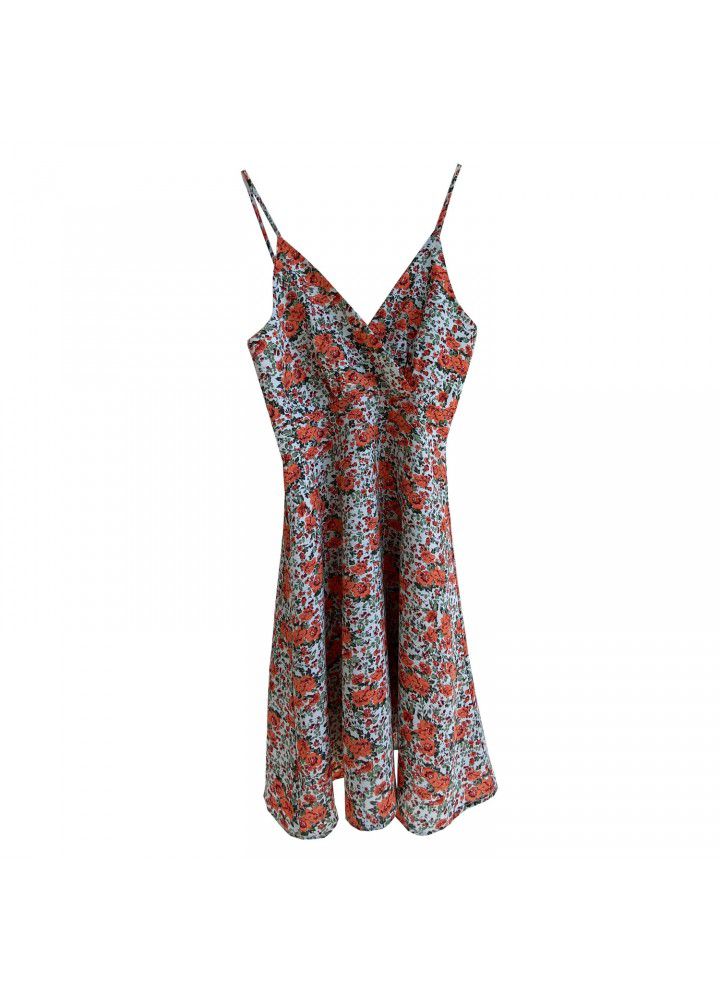 Zhicongxi 2020 Korean women's summer new large flower V-neck suspender skirt holiday mid long dress 1775