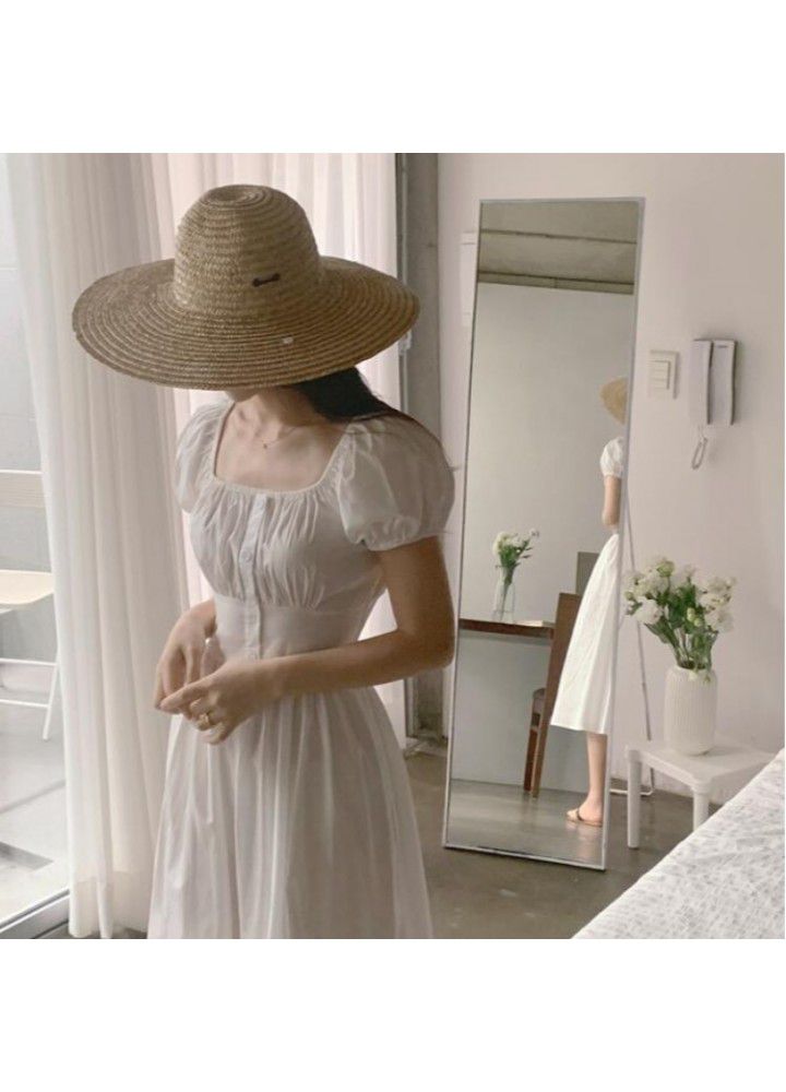 French retro show thin waist square collar can be sweet or salt gentle wind dress sweet first love fairy chaoxiansen