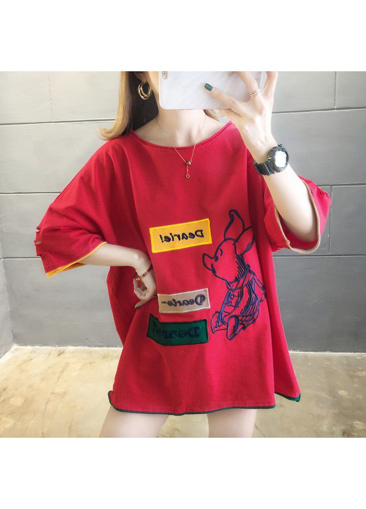 2021 cotton short sleeve T-shirt women's fashion net red summer dress Korean version loose and versatile student half sleeve CEC clothes