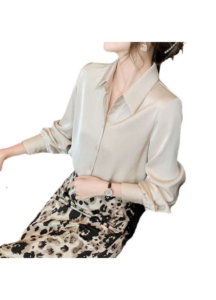 Satin shirt women's spring dress 2021 new women's long sleeve professional Chiffon Top Design temperament Korean shirt