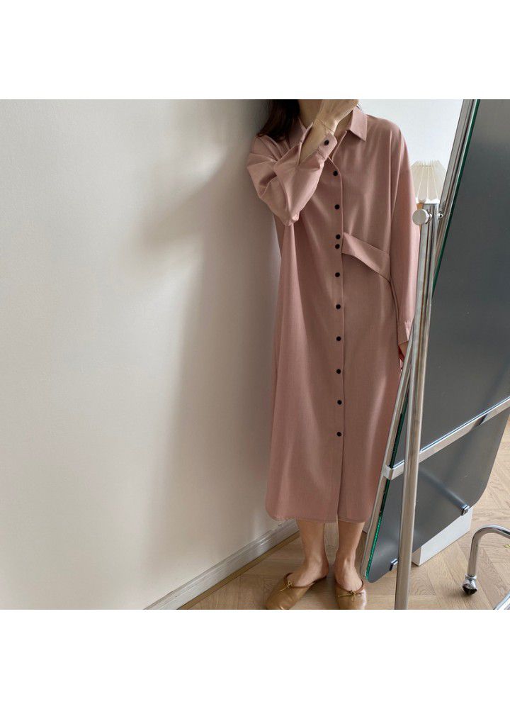 Zhicongxi [order meeting] summer new chic waist loop Korean V-neck medium length shirt dress pm805