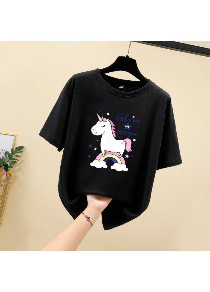 2021 summer new relaxed Korean students' versatile short sleeve T-shirt