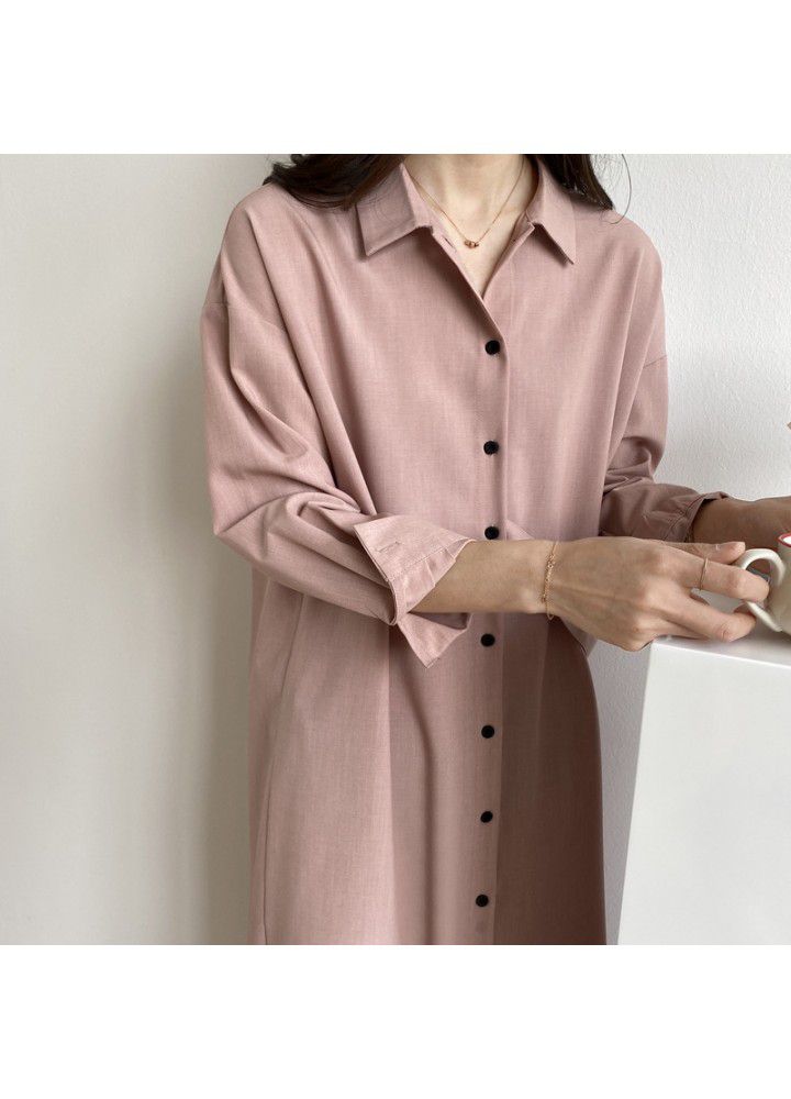 Zhicongxi [order meeting] summer new chic waist loop Korean V-neck medium length shirt dress pm805