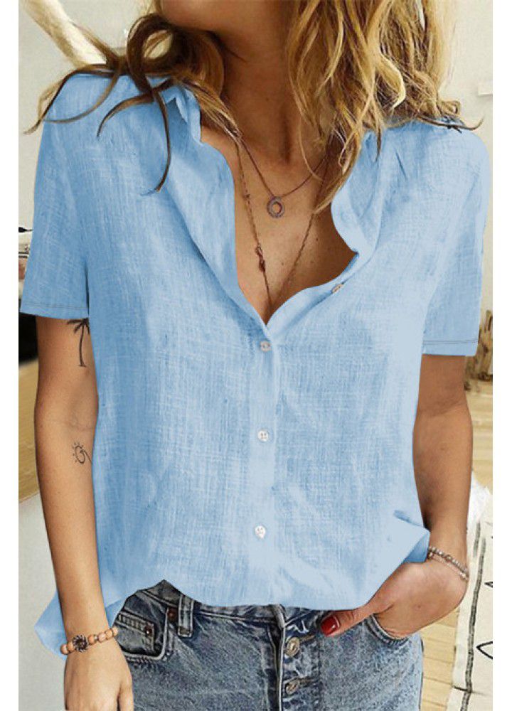 2021 New Amazon wish new slubby cotton short sleeve women's shirt