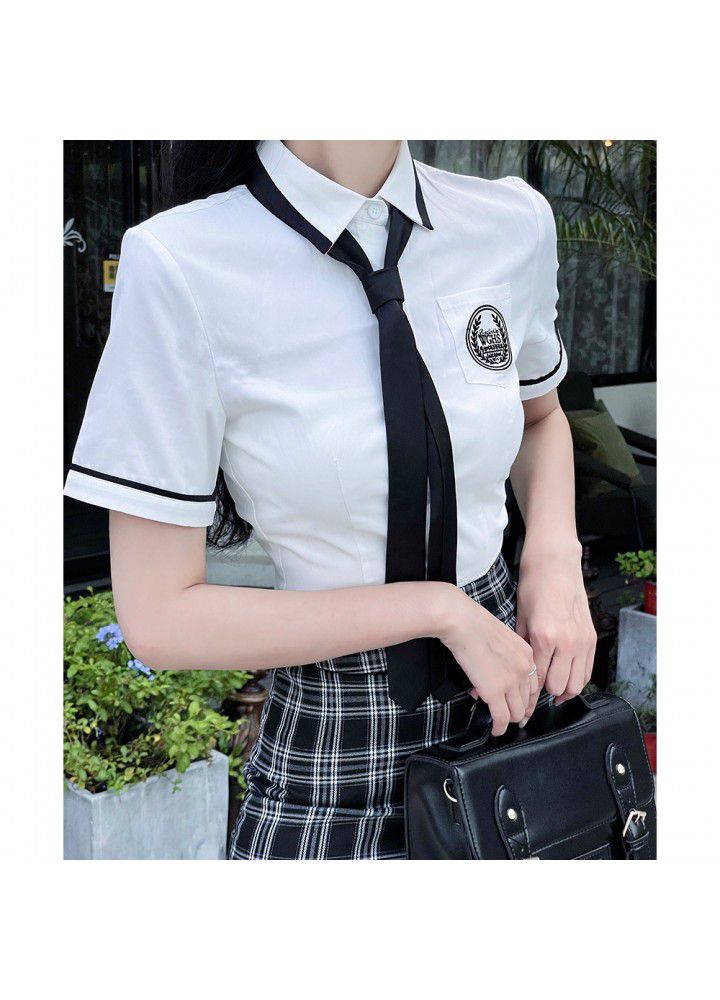 Real shot spot design small crowd short shirt two piece plaid skirt suit spring