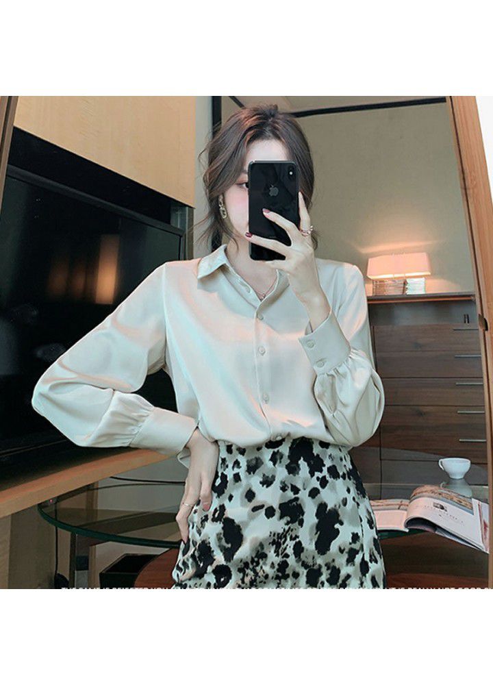 Satin shirt women's spring dress 2021 new women's long sleeve professional Chiffon Top Design temperament Korean shirt