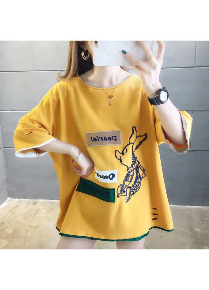 2021 cotton short sleeve T-shirt women's fashion net red summer dress Korean version loose and versatile student half sleeve CEC clothes