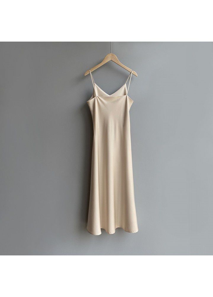 Zhicongxi acetate Satin French suspender dress women's summer 2021 temperament medium length skirt 5132