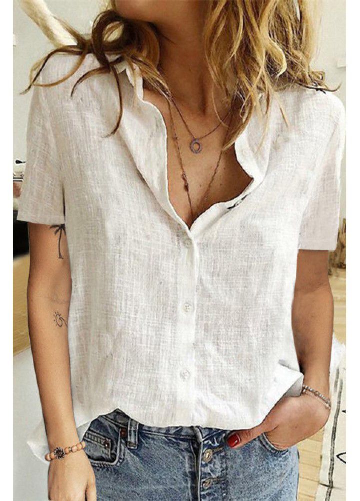 2021 New Amazon wish new slubby cotton short sleeve women's shirt