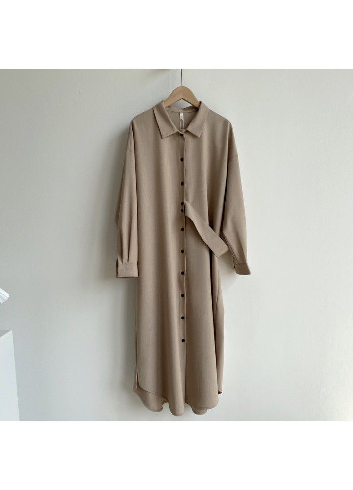 Zhicongxi [order meeting] summer new chic waist loop Korean V-neck medium length shirt dress pm805