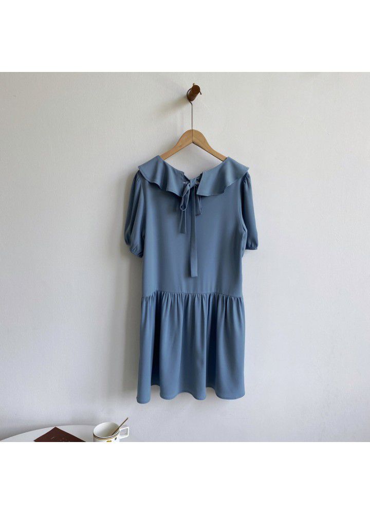 Zhicongxi 2020 summer new Lotus collar A-line medium length petal sleeve French dress 1766
