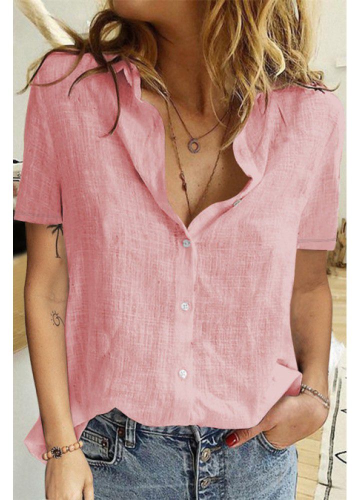 2021 New Amazon wish new slubby cotton short sleeve women's shirt