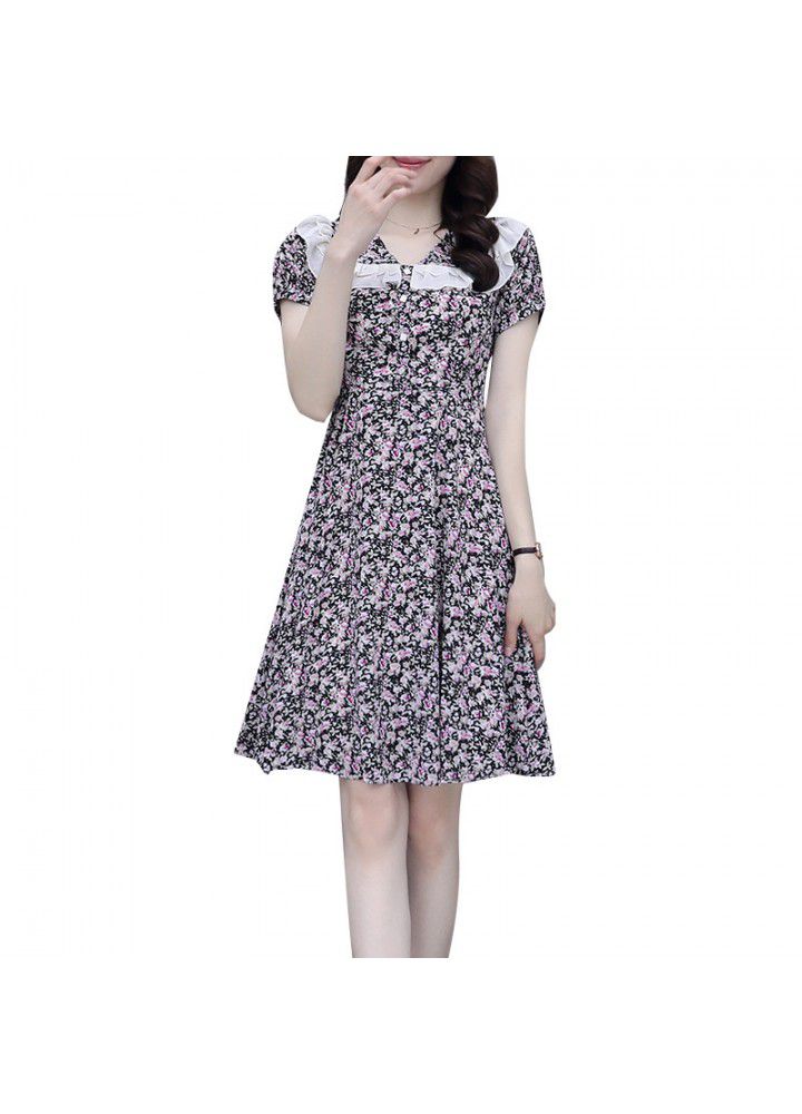 Chiffon Dress summer 2021 new baby collar age reduction show thin temperament goddess fan small floral skirt children