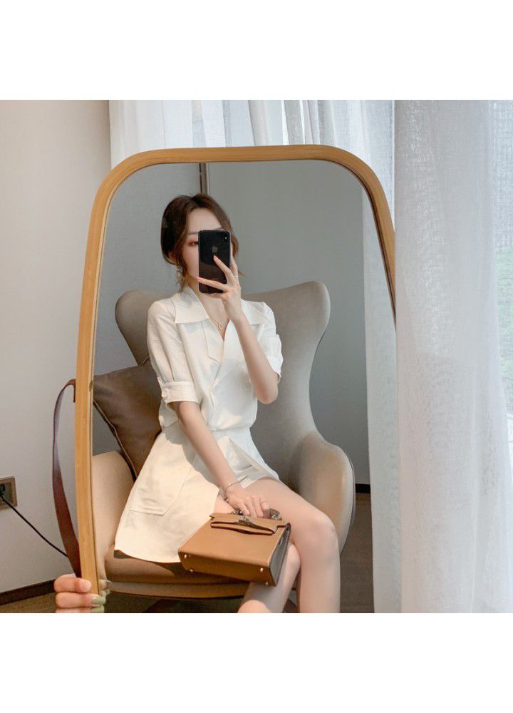 Square collar dress women's summer 2021 New Retro bubble sleeve waist slim temperament goddess model Platycodon skirt