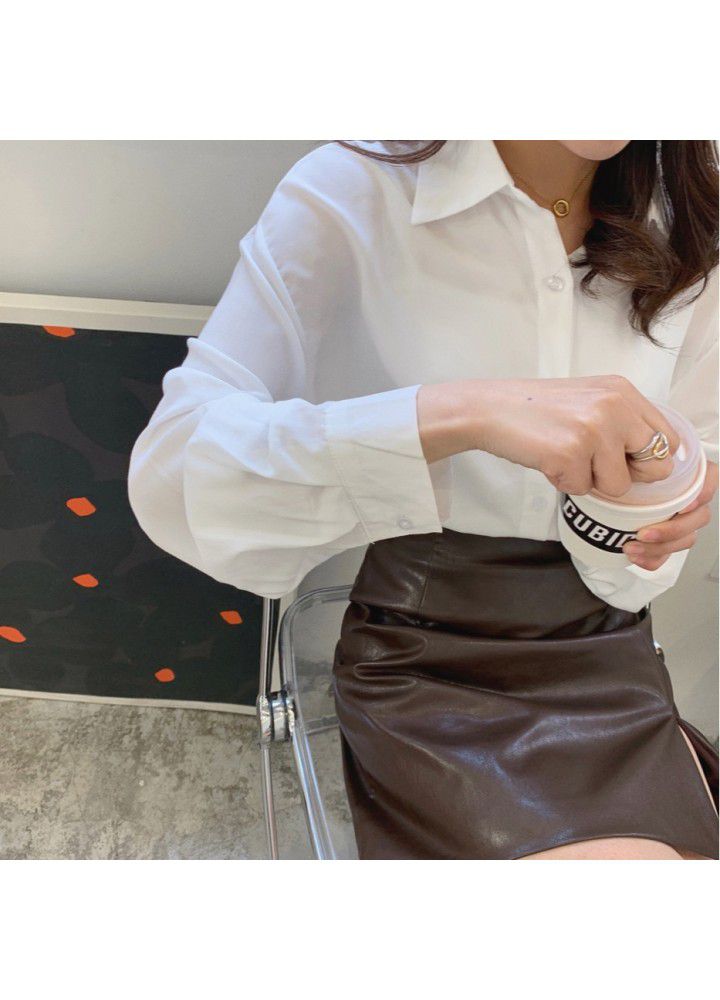 Real photo 2021 new white shirt women's sense of design
