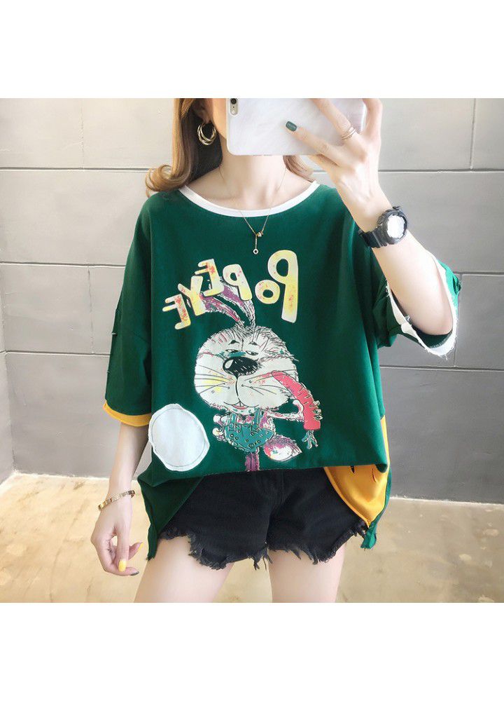 2021 red T-shirt women's short sleeve fashion summer clothes Korean version loose and versatile student cotton half sleeve CEC clothes