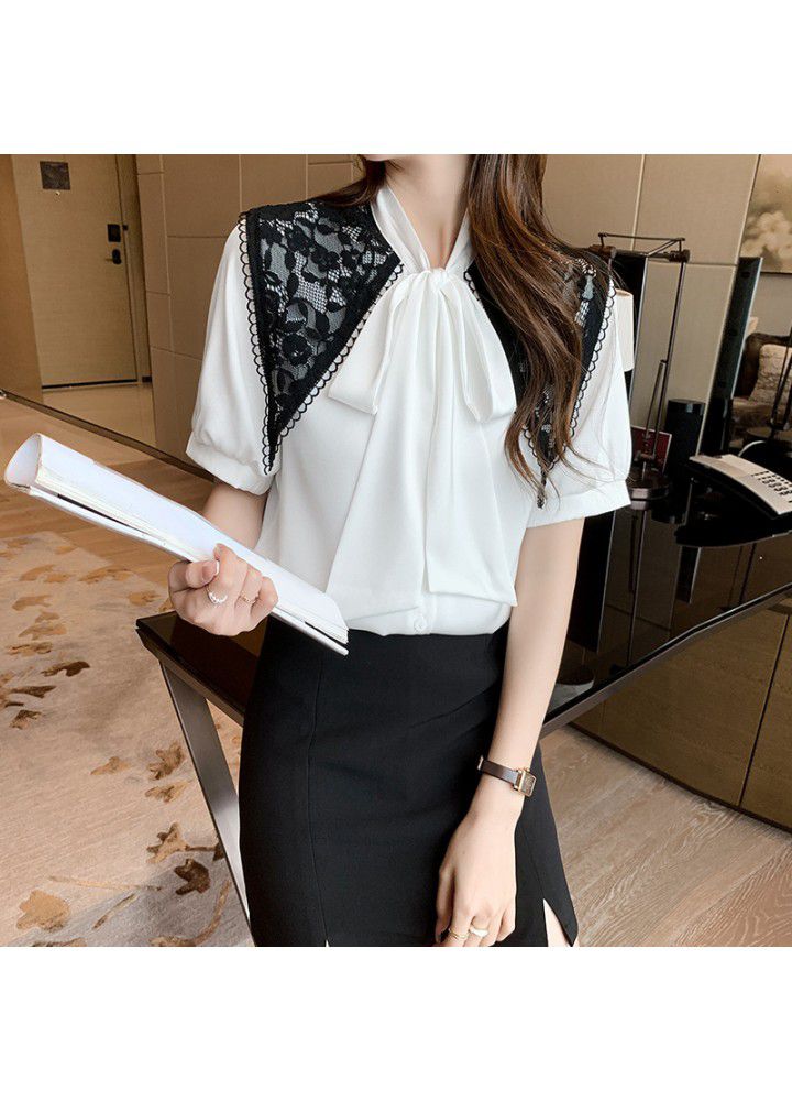 French white shirt short sleeve design in summer