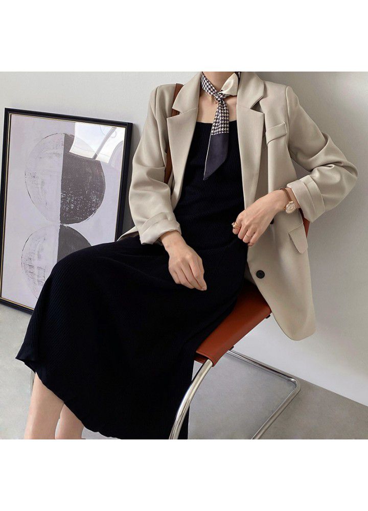 Zhicongxi retro Hong Kong Style suspender dress for women in 2021 summer with slim large swing knitted skirt yl907
