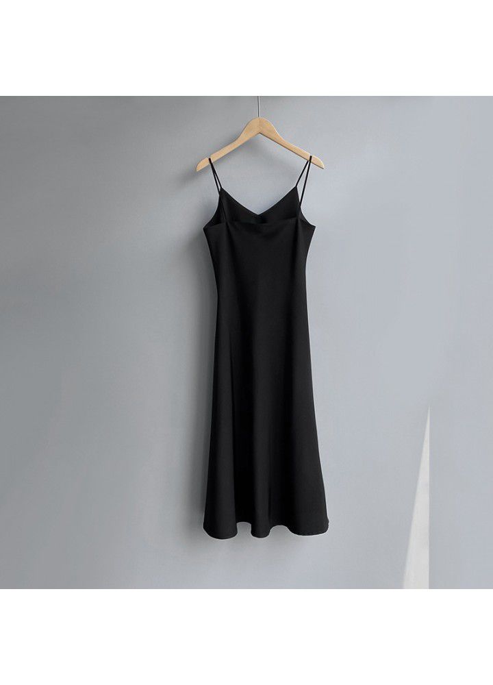 Zhicongxi acetate Satin French suspender dress women's summer 2021 temperament medium length skirt 5132