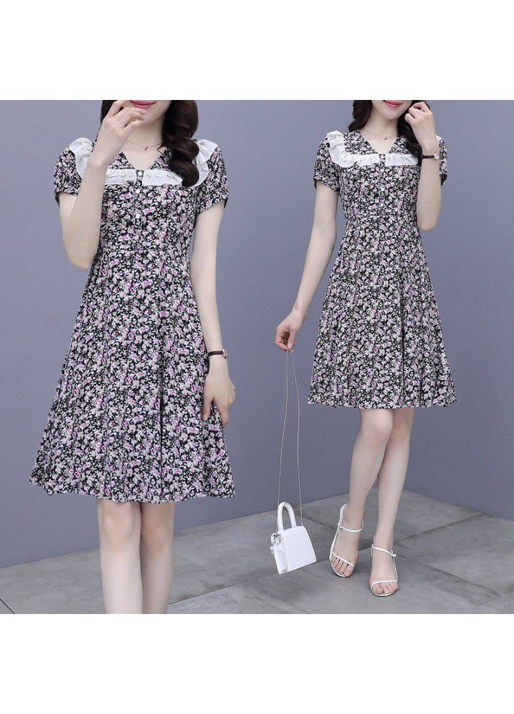Chiffon Dress summer 2021 new baby collar age reduction show thin temperament goddess fan small floral skirt children