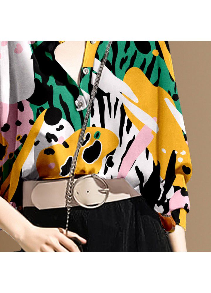 European and American spring fashion 2021 new fashion Quarter Sleeve Shirt women's design temperament shirt loose top