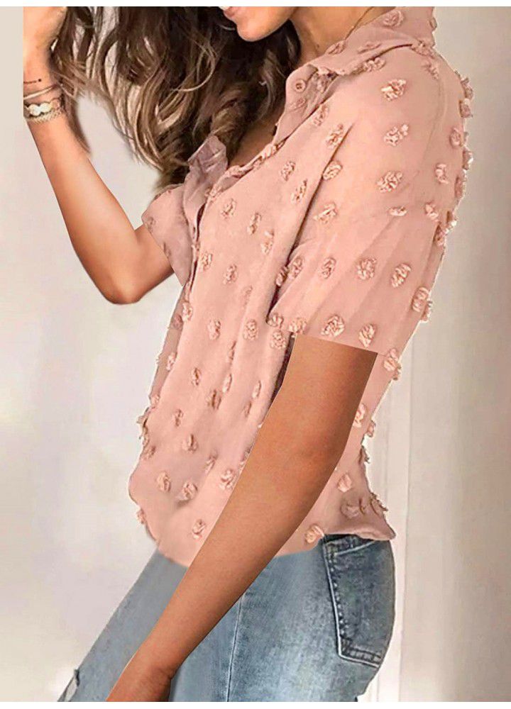 American and European women's clothing 2021 Amazon eBay independent station wish new chiffon shirt button short sleeve top