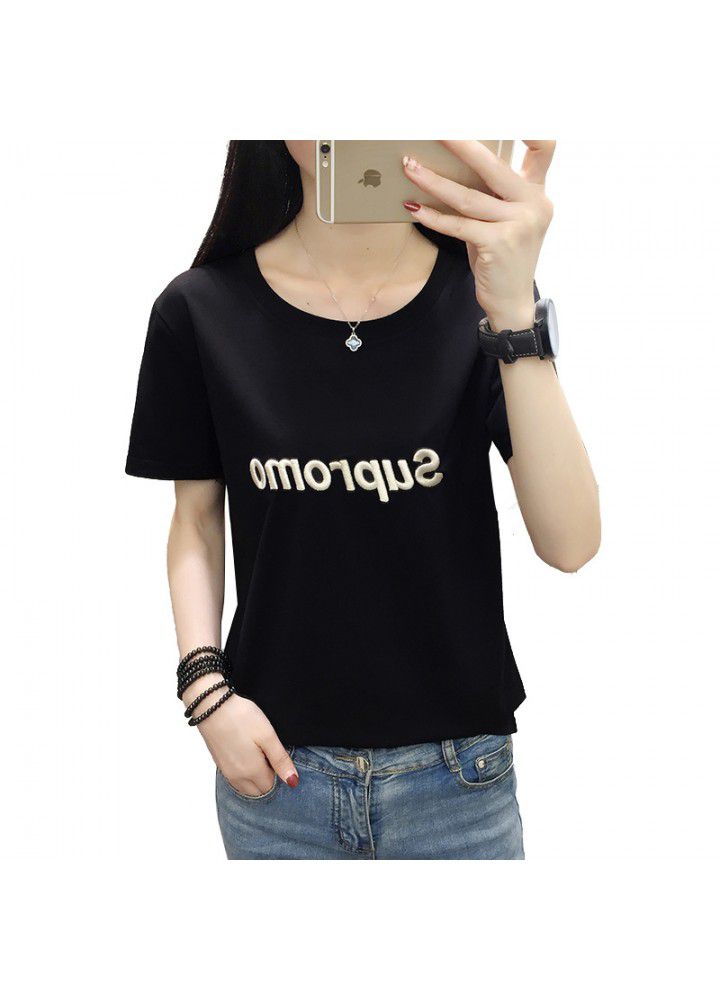 Big size women's 2020 new summer short sleeve T-shirt women's Korean version loose and versatile big size body