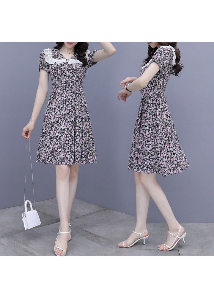 Chiffon Dress summer 2021 new baby collar age reduction show thin temperament goddess fan small floral skirt children