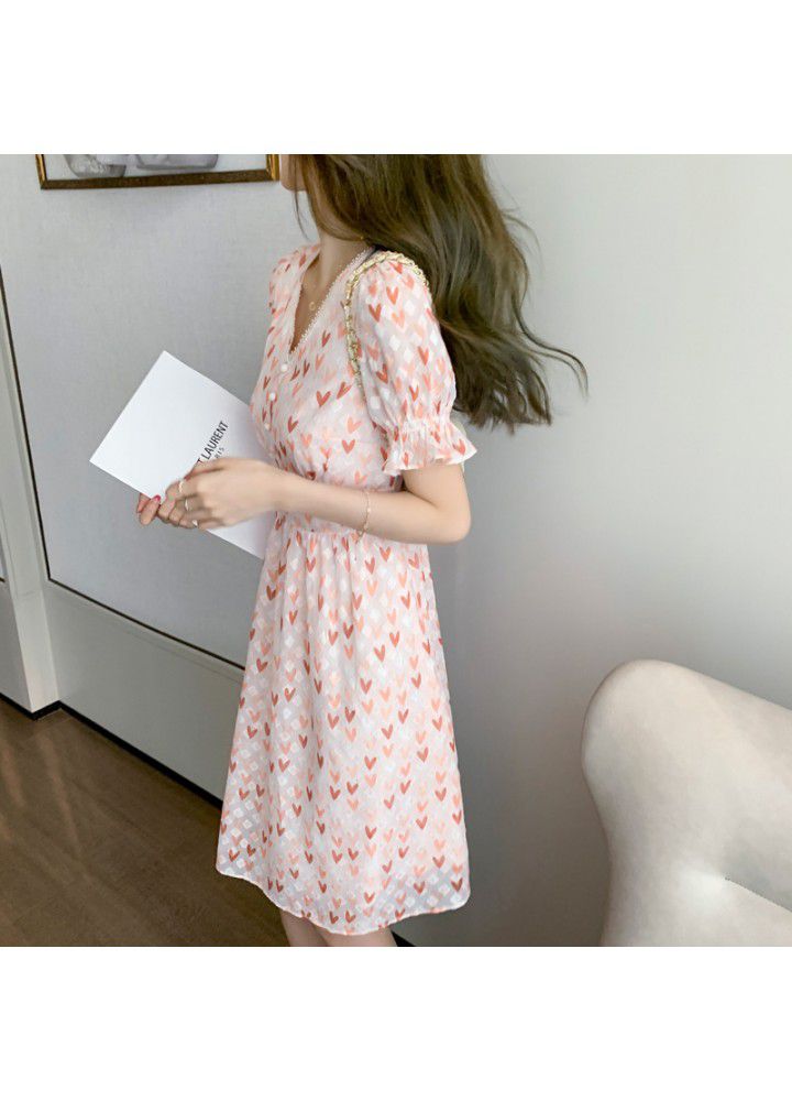 Hanfeng Chic Dress New French Summer Dress Chiffon Skirt for women