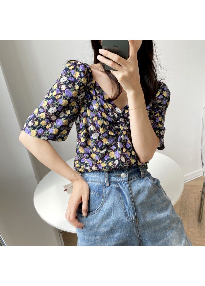 Zhicongxi 2020 summer new Purple Floral short top + A-line short dress best friend 1793