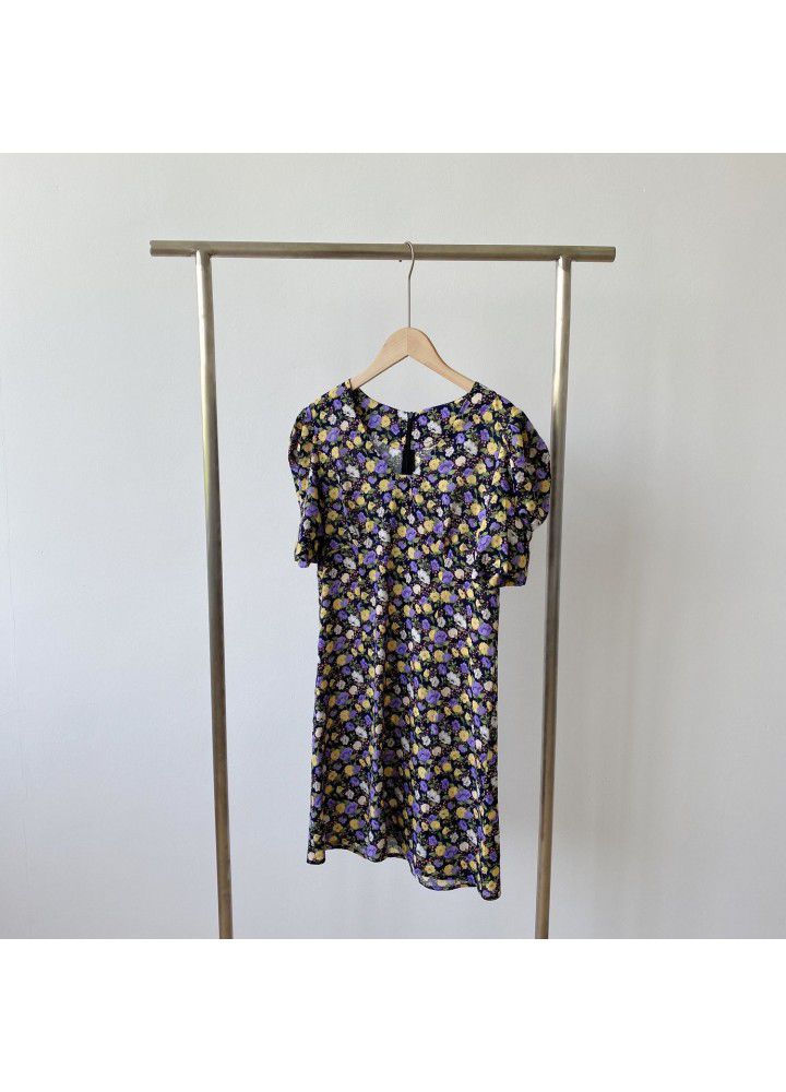 Zhicongxi 2020 summer new Purple Floral short top + A-line short dress best friend 1793