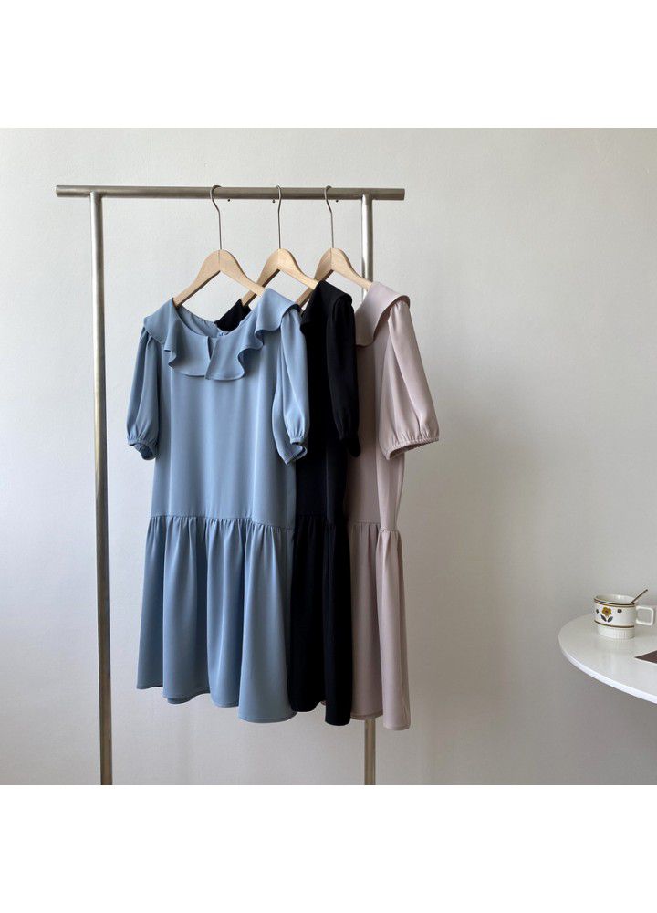 Zhicongxi 2020 summer new Lotus collar A-line medium length petal sleeve French dress 1766