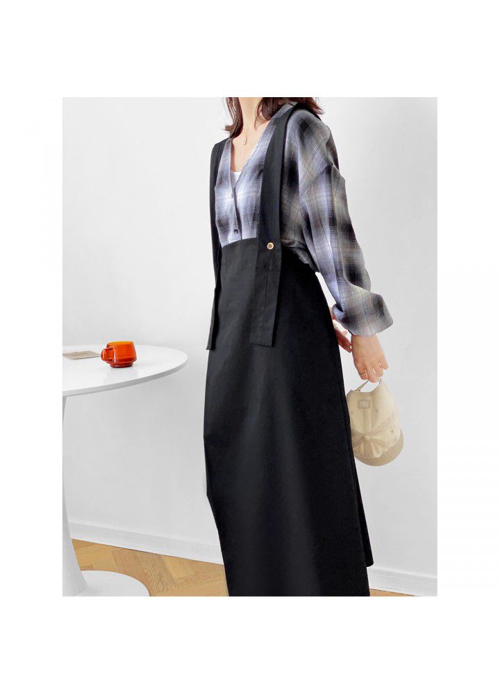 Zhicongxi autumn 2020 design sense strap skirt fashion western style knee length sleeveless dress women's 1836