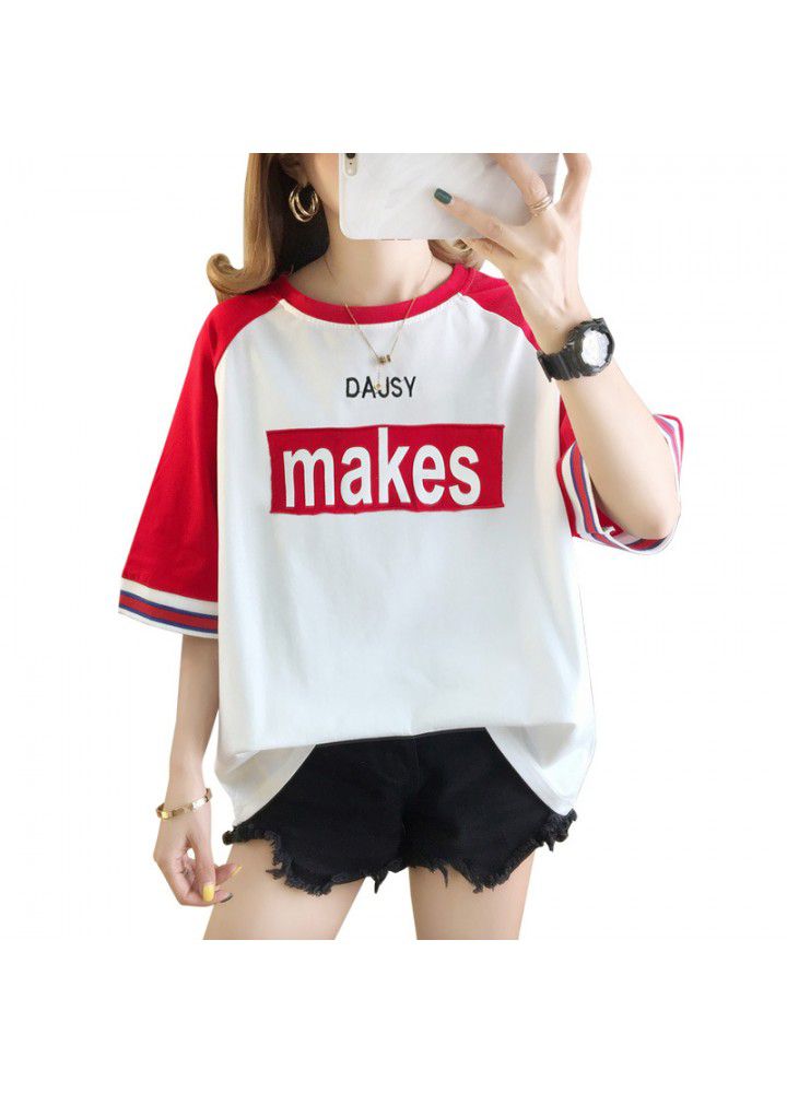 Short sleeve T-shirt Girls Summer 2021 new junior high school students Korean loose casual versatile clothes
