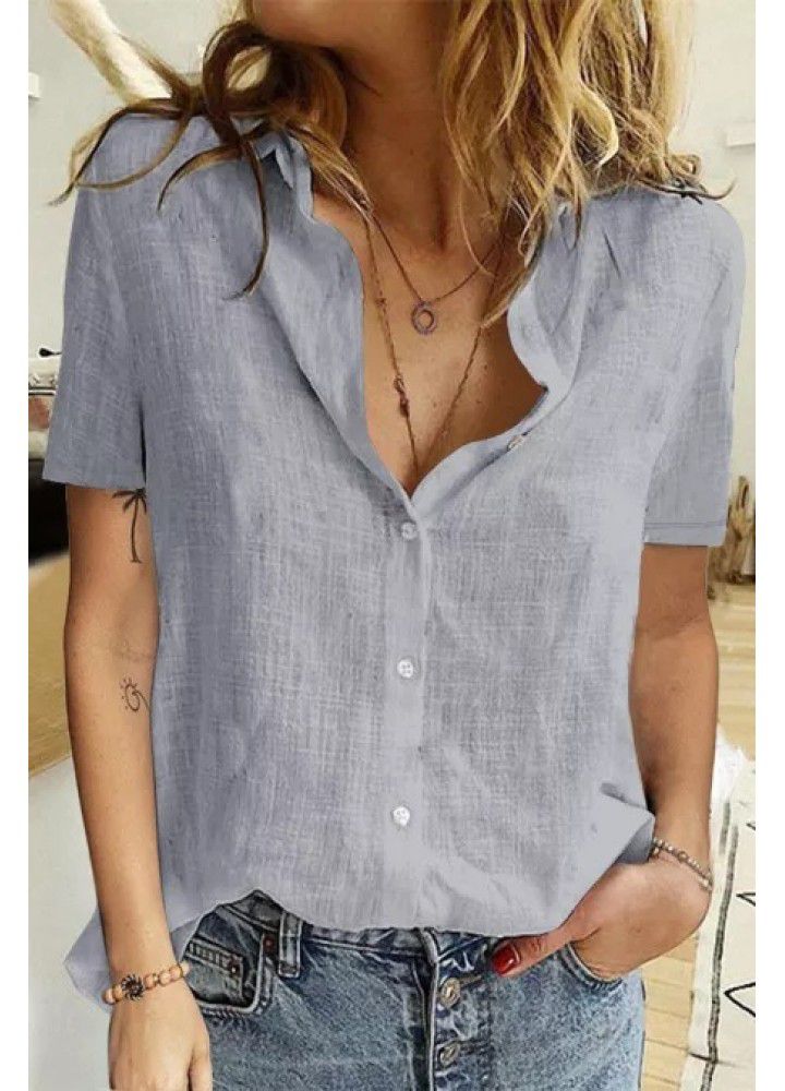 2021 New Amazon wish new slubby cotton short sleeve women's shirt
