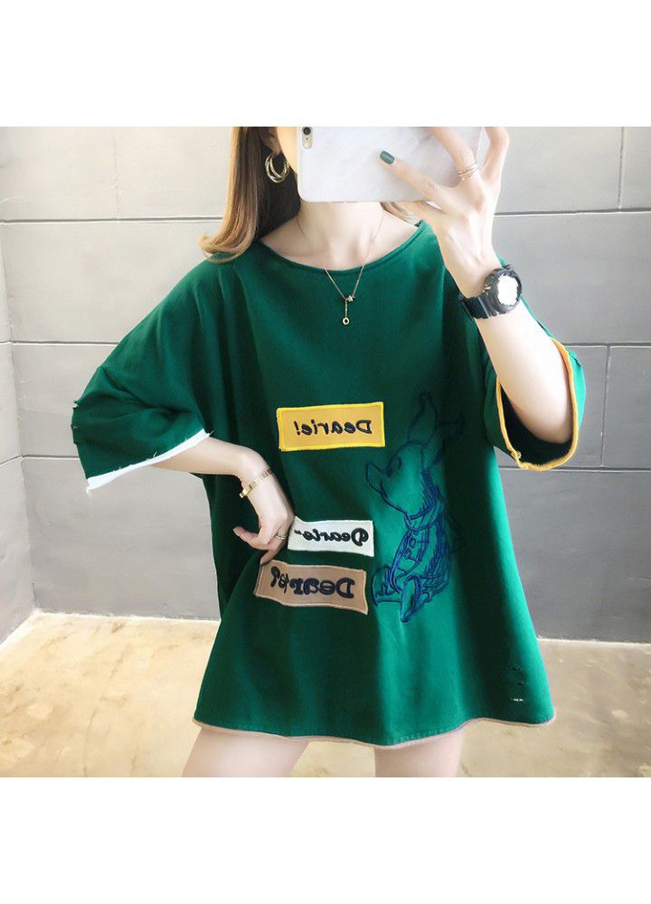 2021 cotton short sleeve T-shirt women's fashion net red summer dress Korean version loose and versatile student half sleeve CEC clothes