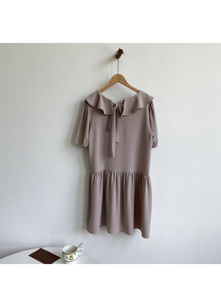 Zhicongxi 2020 summer new Lotus collar A-line medium length petal sleeve French dress 1766