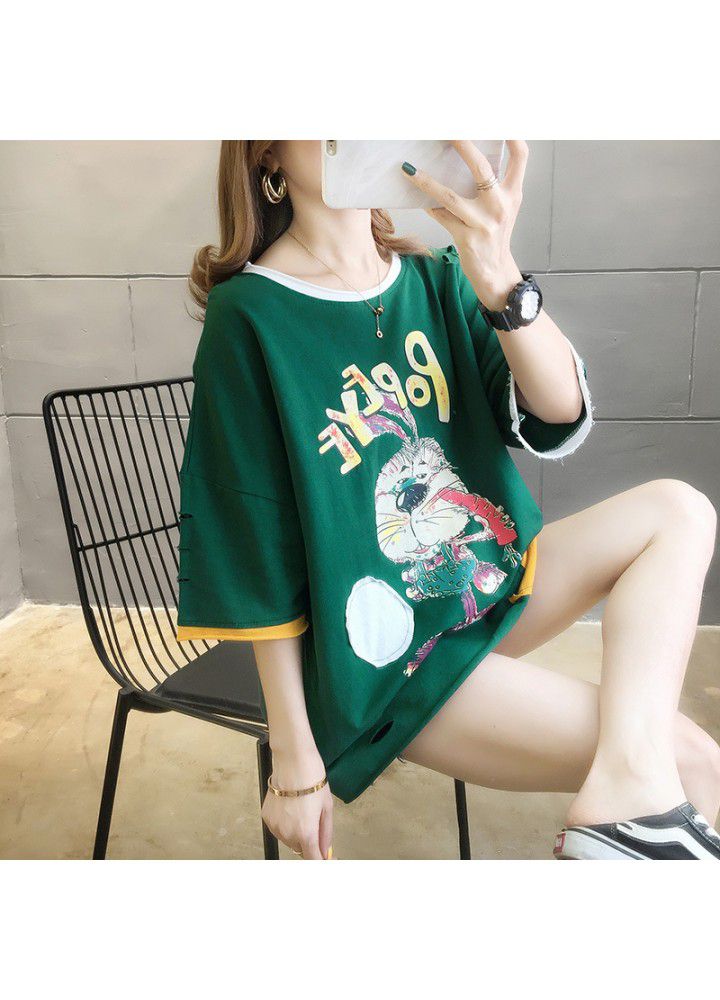 2021 red T-shirt women's short sleeve fashion summer clothes Korean version loose and versatile student cotton half sleeve CEC clothes