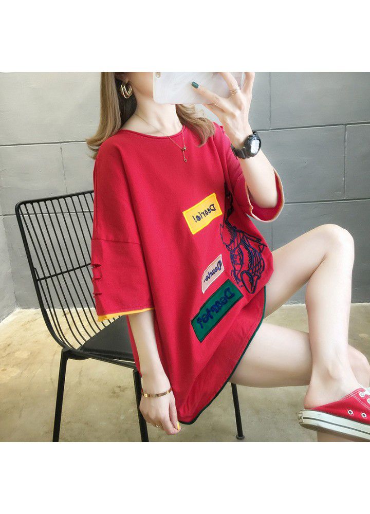 2021 cotton short sleeve T-shirt women's fashion net red summer dress Korean version loose and versatile student half sleeve CEC clothes