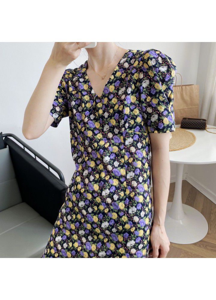 Zhicongxi 2020 summer new Purple Floral short top + A-line short dress best friend 1793