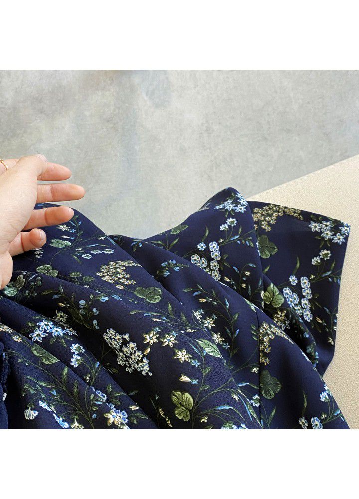 Zhicongxi retro floral medium length dress women's 2021 spring French gentle wind V-Neck long sleeve skirt 1913