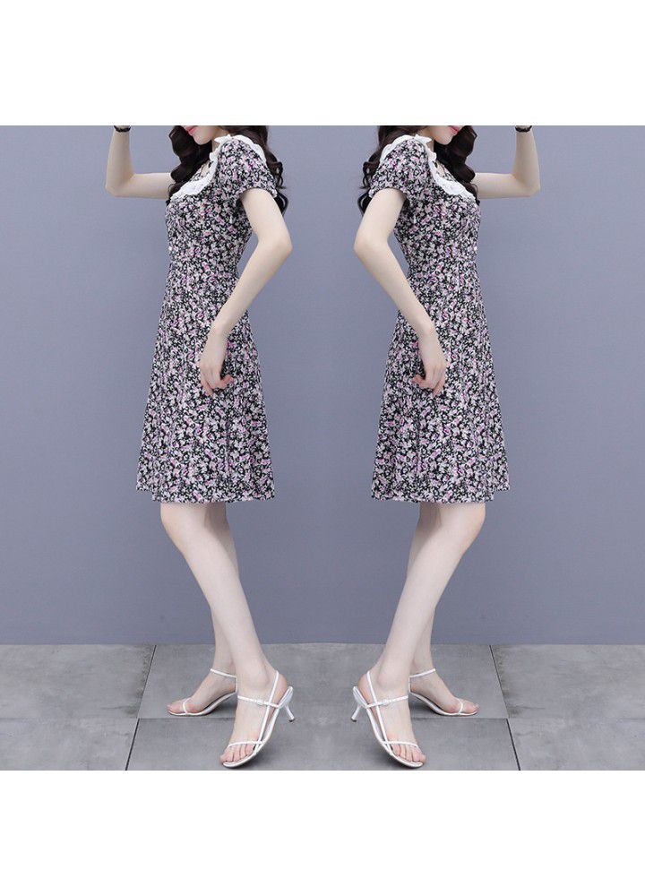 Chiffon Dress summer 2021 new baby collar age reduction show thin temperament goddess fan small floral skirt children