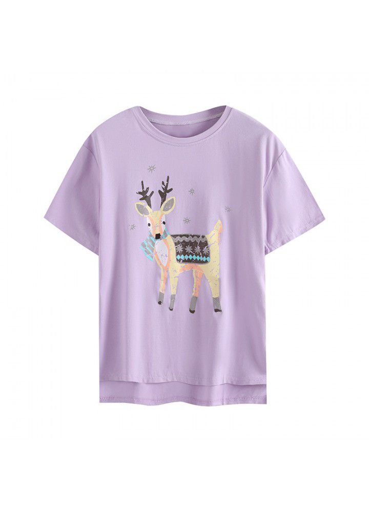 2021 summer new short man with 155 high school girl's dress cotton cartoon print short sleeve T-shirt