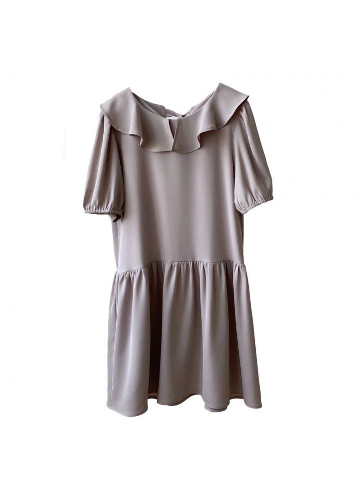 Zhicongxi 2020 summer new Lotus collar A-line medium length petal sleeve French dress 1766