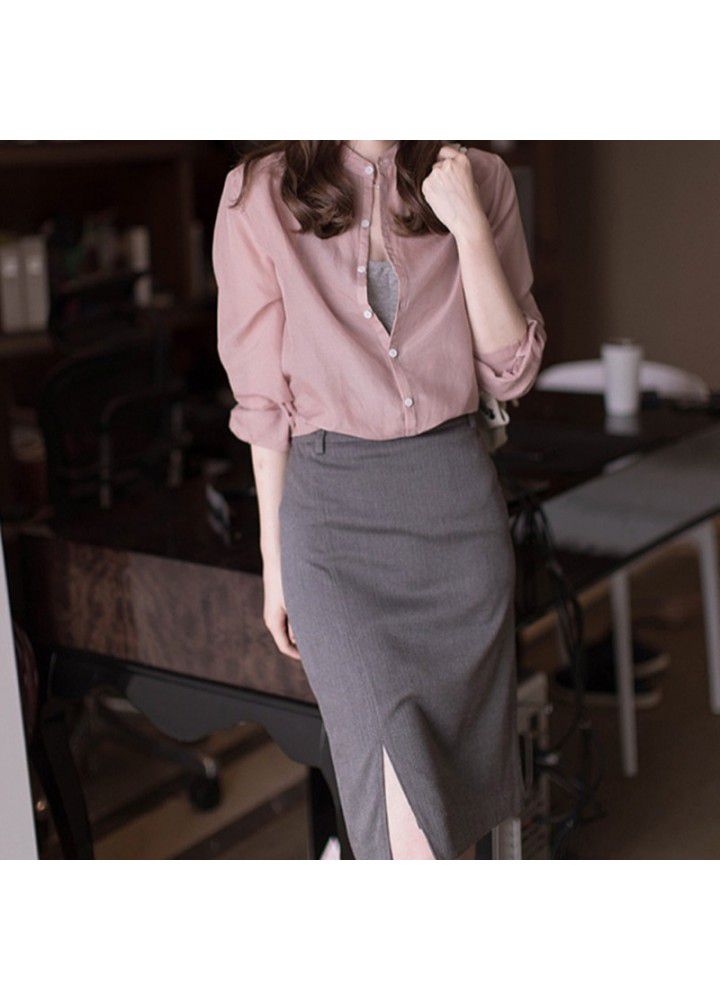 New shirt on 2021 professional women's design chic top spring summer light mature Korean loose temperament new stock
