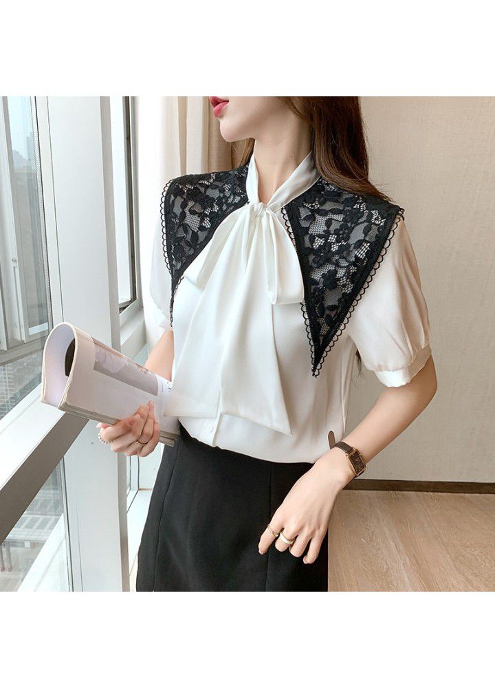 French white shirt short sleeve design in summer