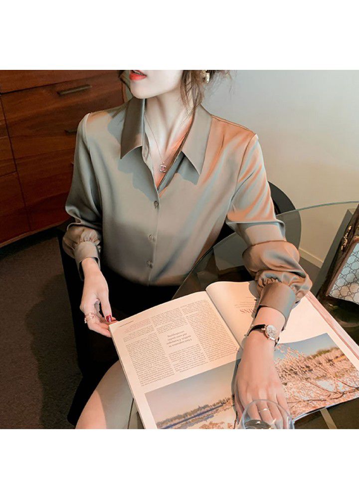 Satin shirt women's spring dress 2021 new women's long sleeve professional Chiffon Top Design temperament Korean shirt