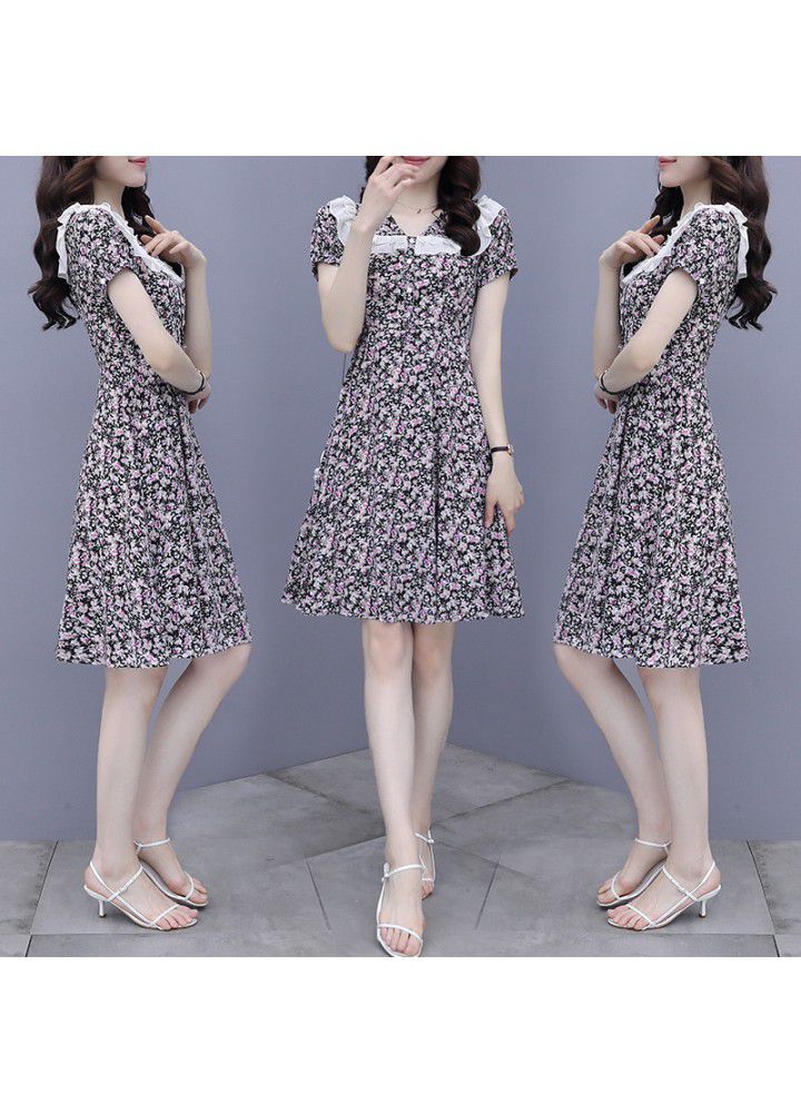 Chiffon Dress summer 2021 new baby collar age reduction show thin temperament goddess fan small floral skirt children